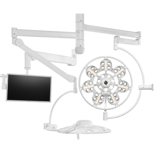 Светильник операционный ЭМАЛЕД 500/500/X потолочный двухкупольный с дополнительной консолью для монитора