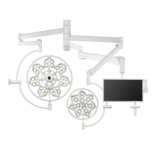 Светильник операционный ЭМАЛЕД 500/300/X потолочный двухкупольный с дополнительной консолью для монитора
